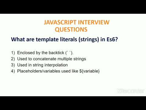 ES6 Tutorial: Template Literals | JavaScript Interview Questions & Answers 2021