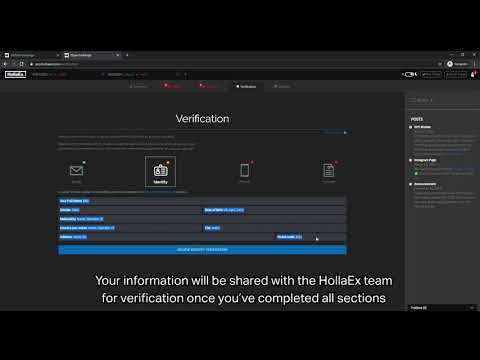 Completing verification on HollaEx Pro exchange (utilizes HollaEx's white-label exchange kit)