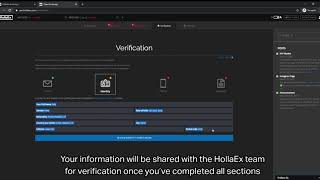 Completing verification on HollaEx Pro exchange (utilizes HollaEx's white-label exchange kit)
