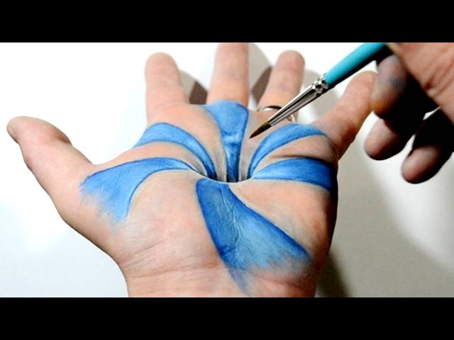Trick Art on Hand - Cool 3D Hole Optical Illusion class=