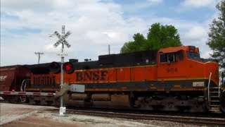 BNSF Grain Train Meets Coal Train