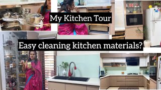 Modular Kitchen Tour /Best cleaning Materials for kitchen /New kitchen ideas / color combination