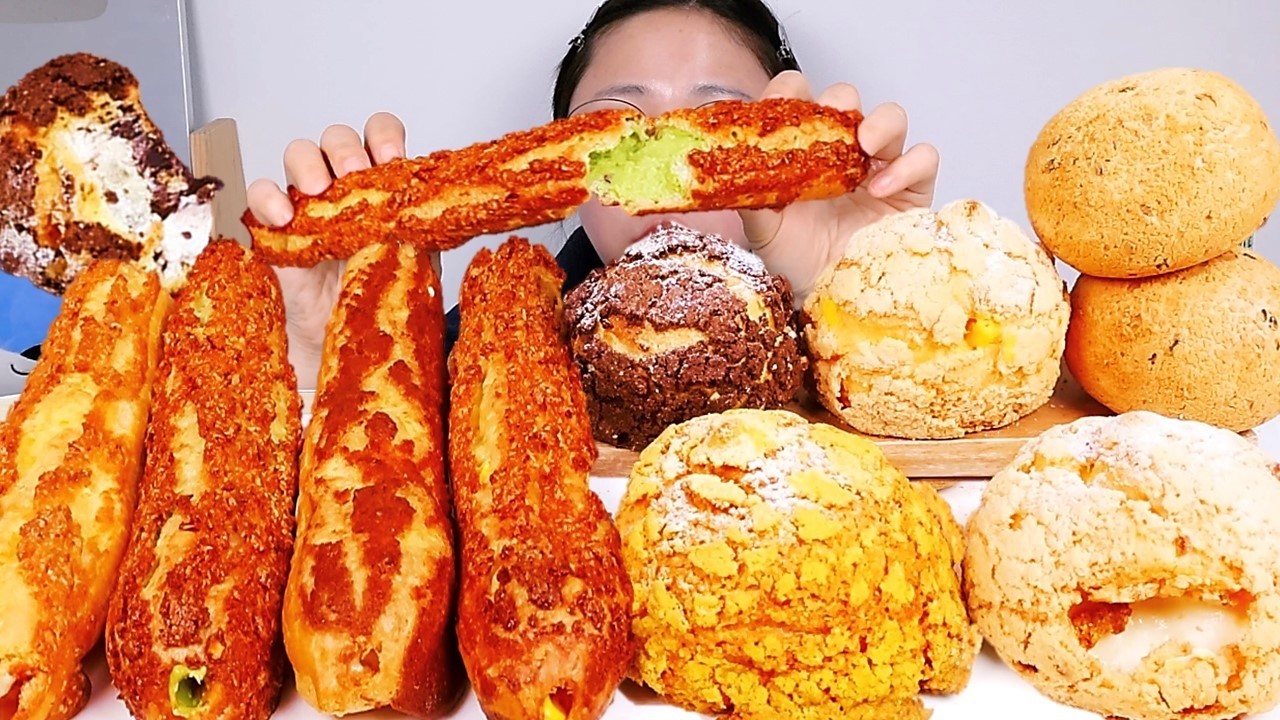 크로칸슈 쿠키슈 크림 쫀득 깨찰빵 디저트 먹방 Dessert Mukbang