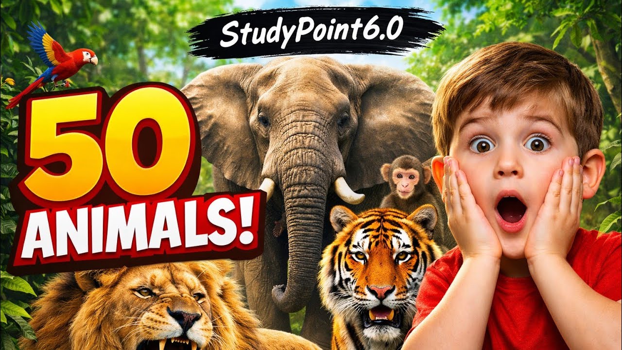 50 Animals You MUST Know! 🐘🔥 बच्चों के लिए सबसे आसान Animal Vocabulary ...