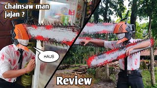 Review dan Perbaikan helm\/Cosplay Chainsaw man dari bahan kardus