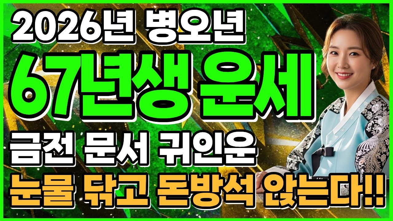 🌟67년생 양띠 60세 황금 회갑🌟 2026년 병오년 수백억대 재물운 터지는 기적! 꼭 혼자서 확인하세요
