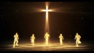 Golden Cross Journey: Inspiring 4K Loop Video with Vibrant Particles