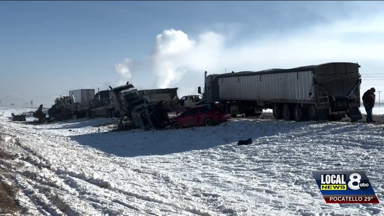 Multiple cars and semis involved in crash on I-86 - YouTube