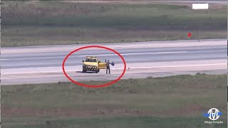 Pipas invade pista do Aeroporto Internacional de Guarulhos (SP) e obriga avião a interromper pouso