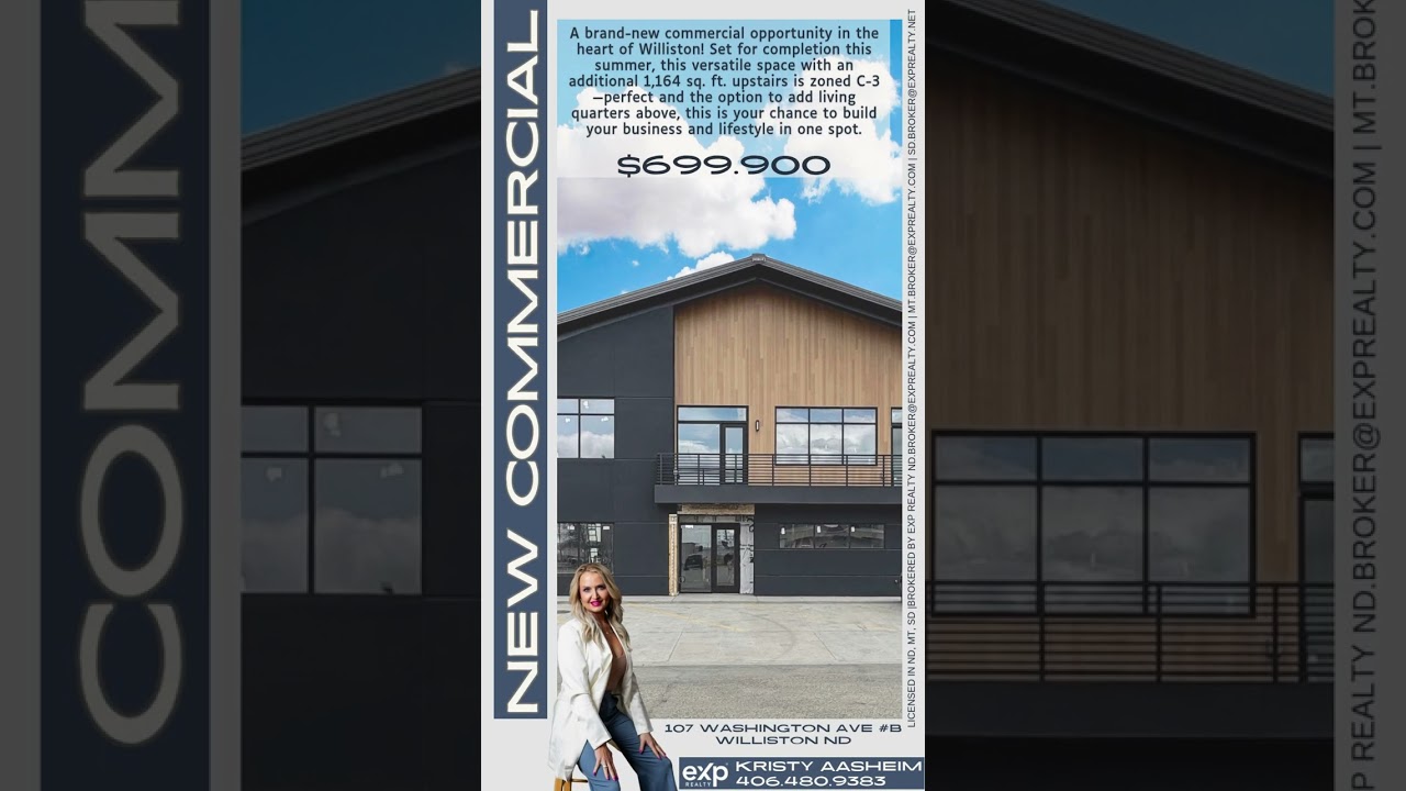 🚧 Brand-new C-3 zoned commercial building in Williston! 2,704 sq ft shop + 1,164 sq ...