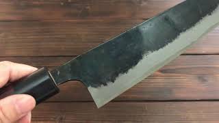 【ナイフギャラリーオリジナル】土佐の黒打ち　文化包丁 165mm　紫檀丸柄,Gyuto,Santoku,Nakiri，Bunka,Knife,Kichen Knife,Knife Gallery,