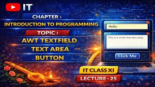 INTRODUCTION TO PROGRAMMING | AWT | TEXTFIELD | TEXT AREA | BUTTON | IT CLASS XI | LECTURE-25