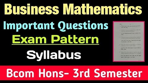 Business Mathematics Important Questions Bcom Hons 3rd Semester DU SOL Business Mathematics Exam