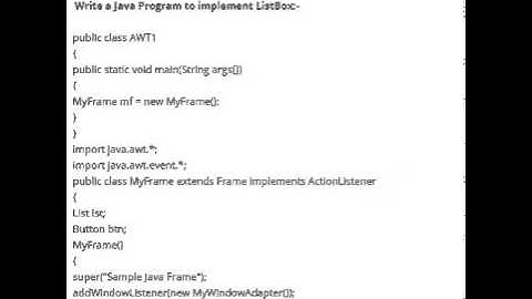 JAVA PROGRAM TO IMPLEMENT LISTBOX