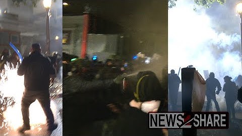 ICE tear gasses, flash grenades, maces crowd outside Portland facility on night of "No Kings" rally