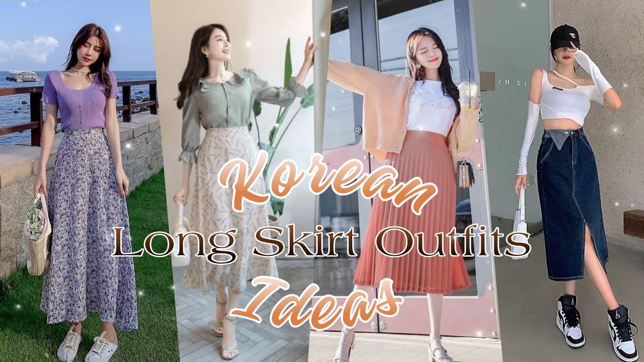 Long Skirt Outfit Ideas Korean Dress Styles For Girls Cute Korean 