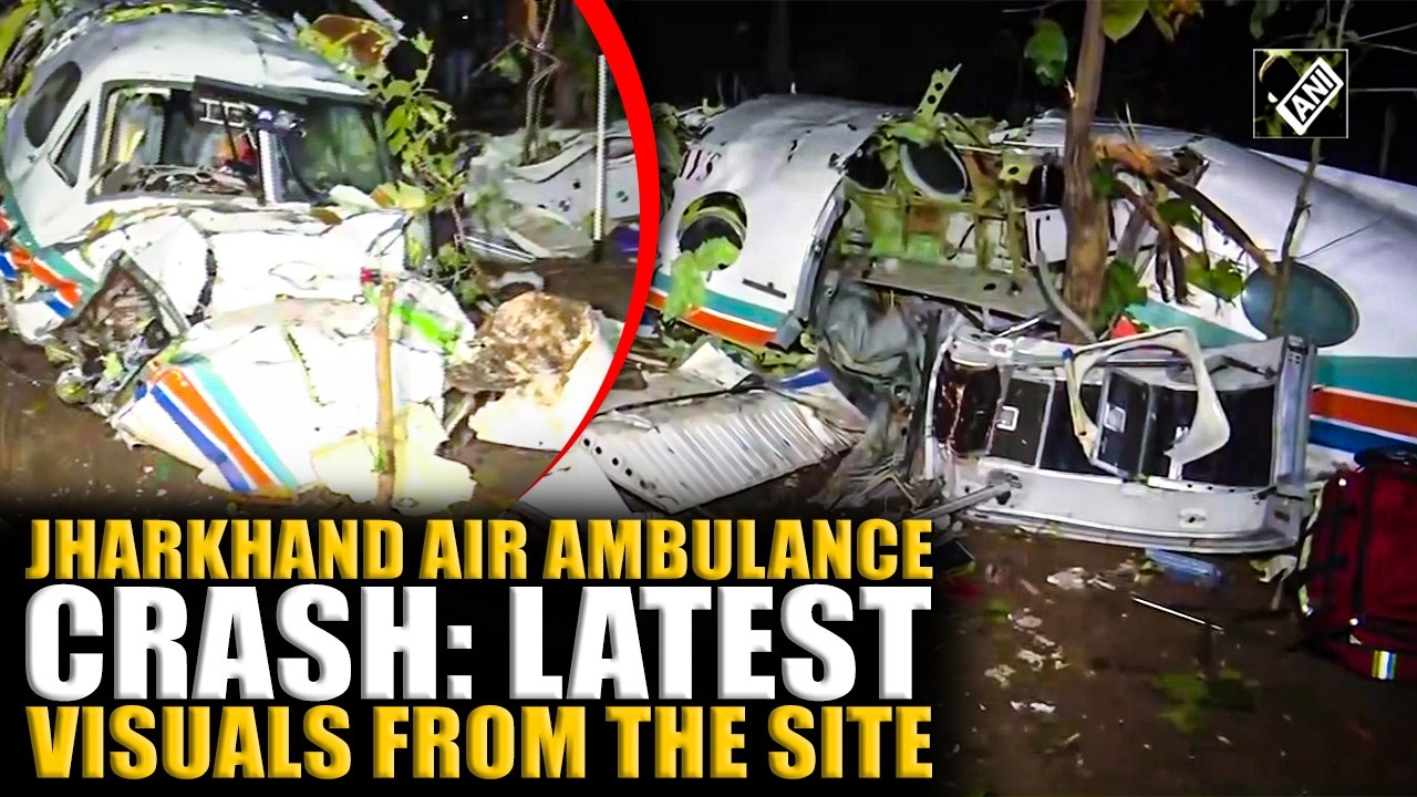 Latest visuals of air ambulance crash in Jharkhand emerge, carrying 7 people onboard