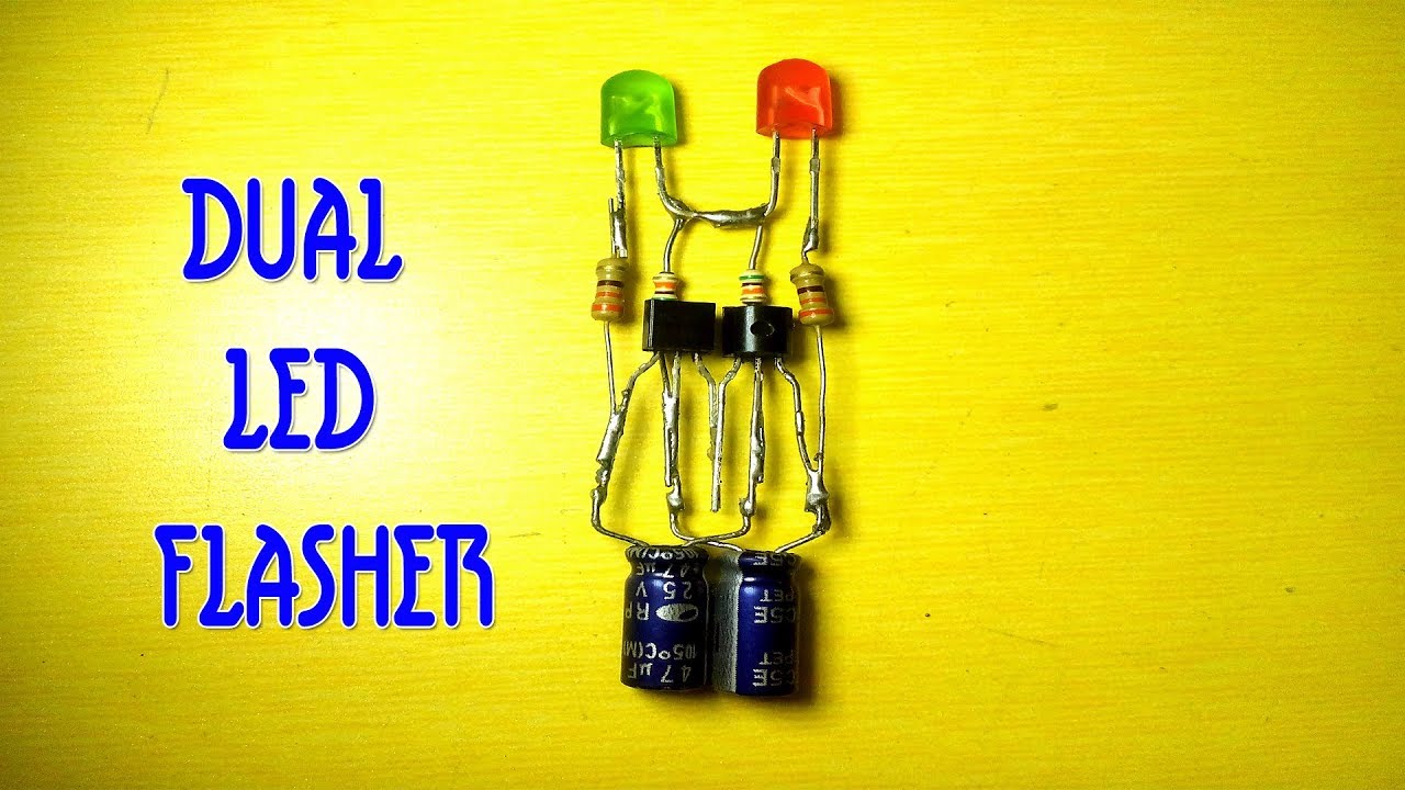 dual led flasher circuit using transistor youtube