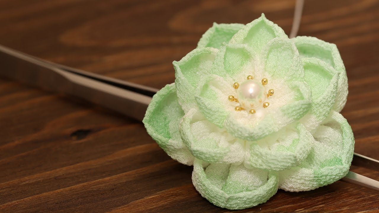 【成人式】ひだつまみのお花でかんざしを作ってみる　#1【つまみ細工】kanzashi flower