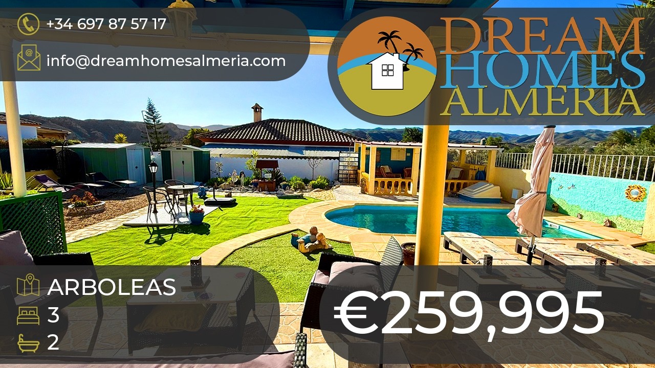 3 bed, 2 bath Villa with mountain views walking distance to Arboleas