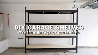 DIY Garage Shelves + Starting to Organize the Garage!