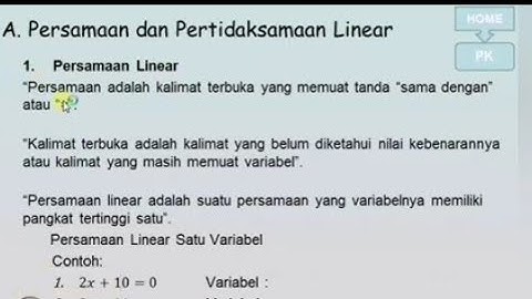 Part#1 Bab 2 Persamaan Linear Satu Variabel | Matematika Kelas X SMK