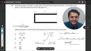 A standing wave is formed in a pipe open at one end and closed at the other. The length of the pipe