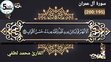 الورد اليومي سورة آل عمران  200:195 للقارئ الشيخ محمد لطفي عبد السلام