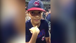 Young Indians Fan Reacts To Getting Miguel Cabrera's Bat And Gloves