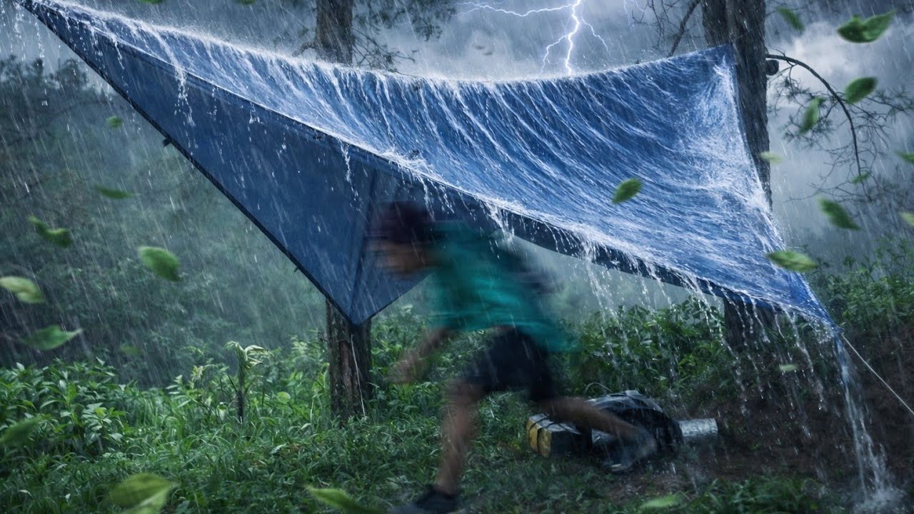 💯 BADAI HUJAN DERAS FLYSHEET TERPUTUS | CAPING NYATA 😱⛈️