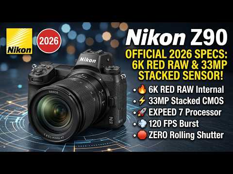 Nikon Z90 Official 2026 Specs: 6K RED RAW & 33MP Stacked Sensor