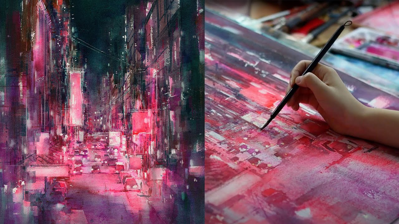 Painting the City Night | How to Paint a Watercolor Cityscape (My ...
