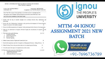 MTTM- 04 IGNOU NEW SOLVED ASSIGNEMENT 2021 BATCH