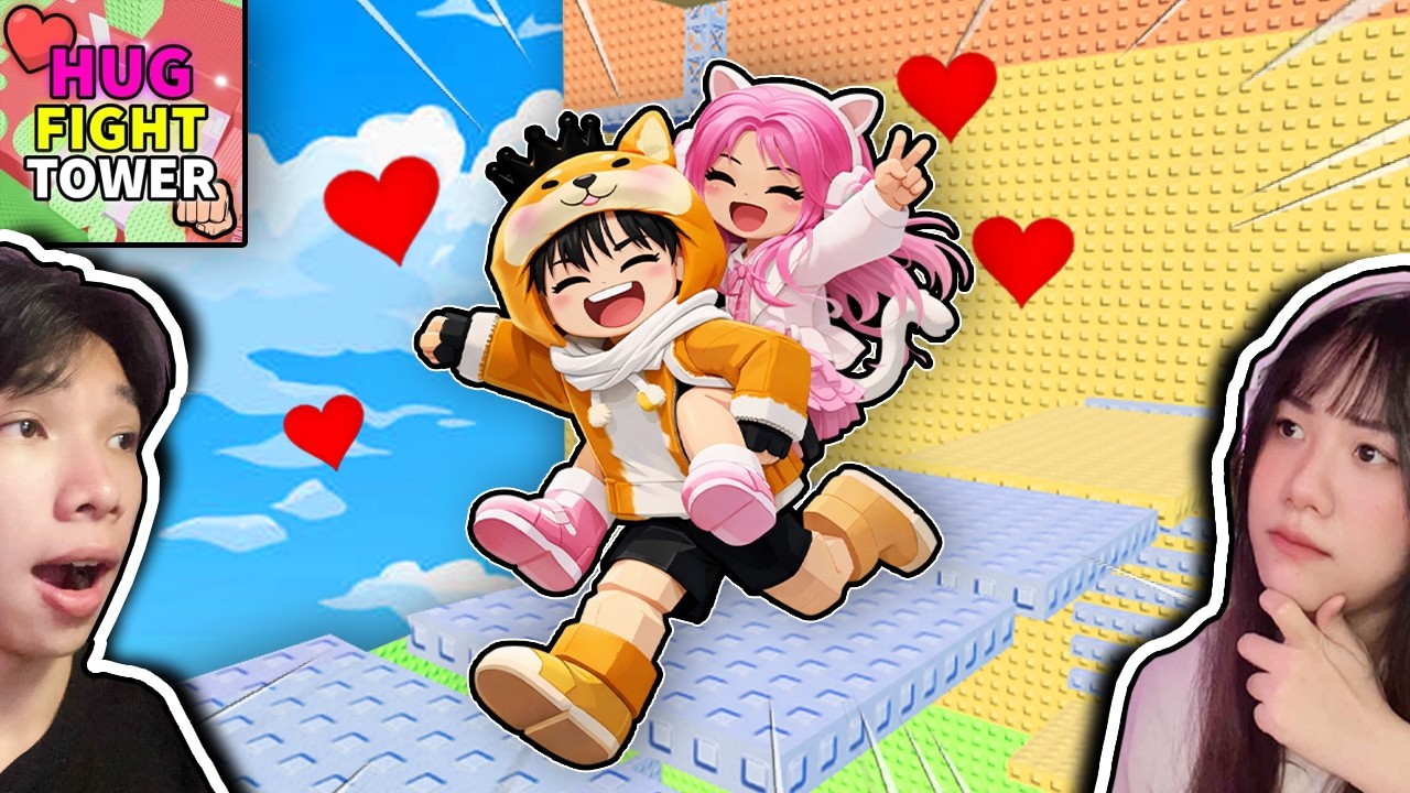 Thử Thách Leo Tháp Troll Ôm Người Yêu Chiến Đấu Với Fan 😳 Ngáo Và Kemy Hug Fights Tower Roblox 💖