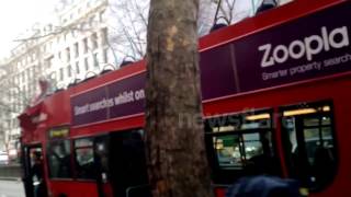 Bus roof ripped off in central London, UK