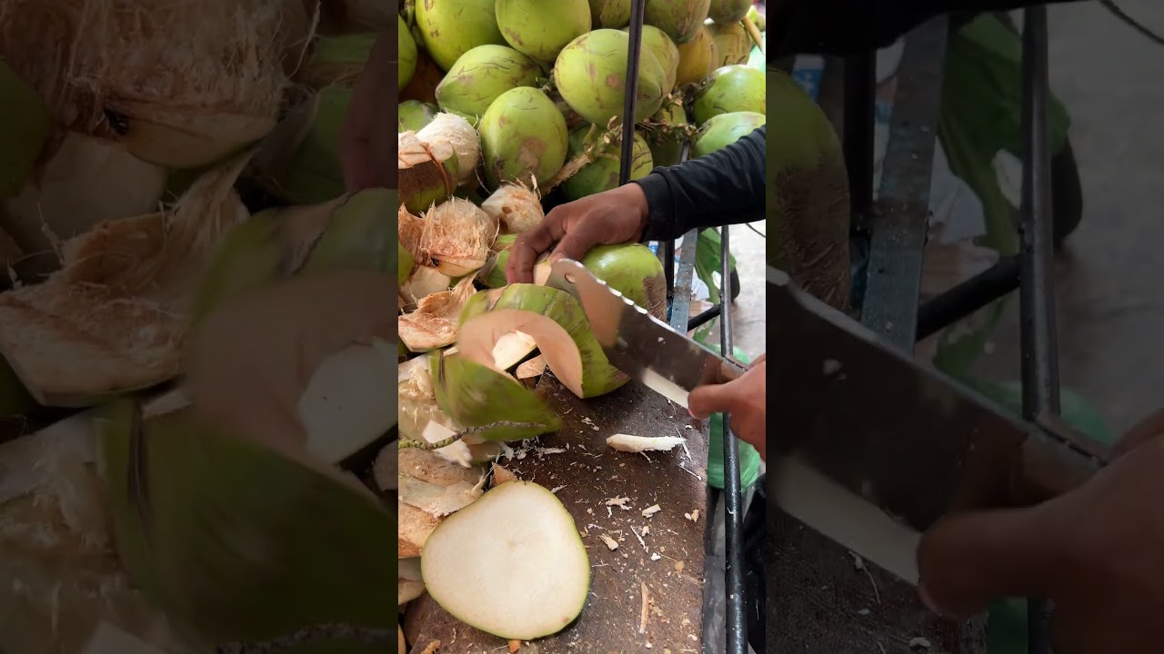 Amazing fresh coconut cutting skill! #shorts #streetfood #fruit #coconut #explore