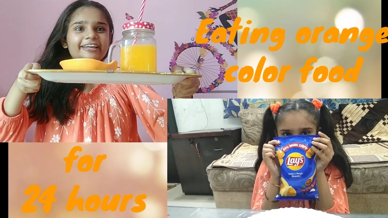 Eating only orange 🍊 color food challenge for 24 hours. Hiral patil