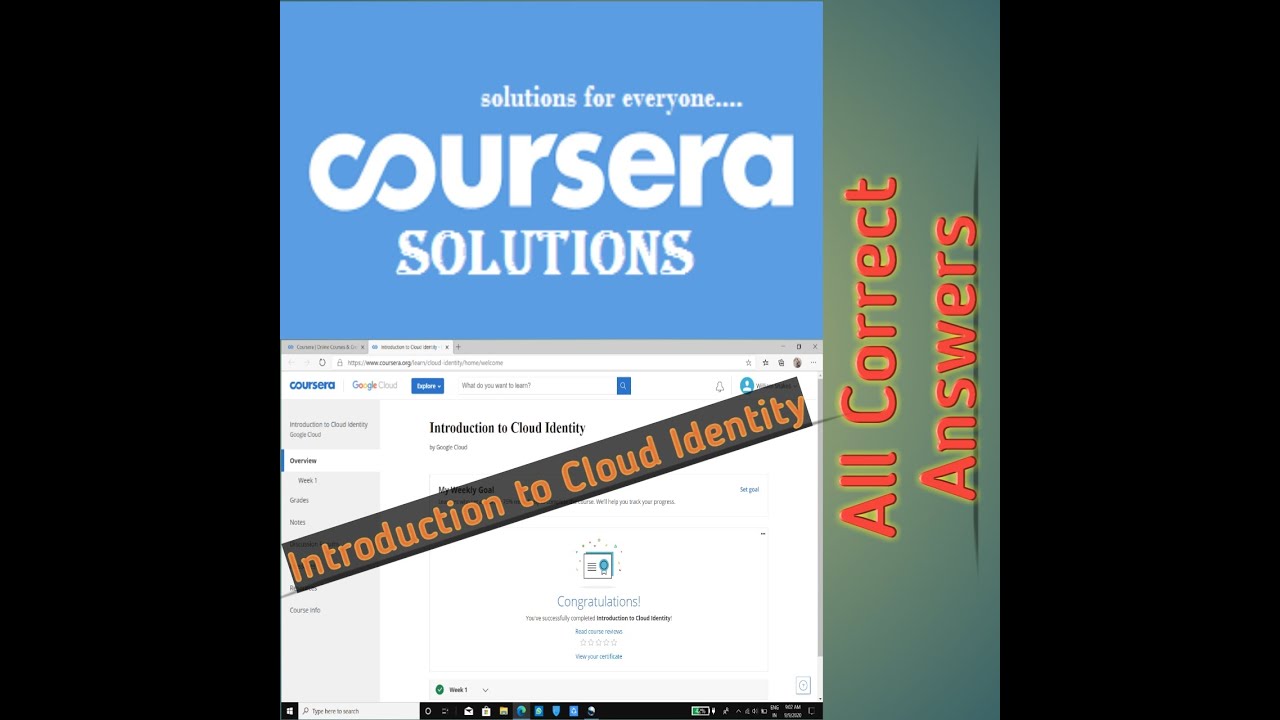 Coursera Answers : Introduction to Cloud Identity. - YouTube