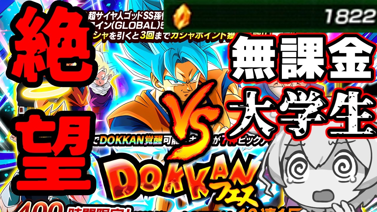 大学を捨て、命がけの無課金石でドッカンフェスを引く男の末路【ドッカンバトル ガチャ】【ベジットブルー】【ドラゴンボールZ】