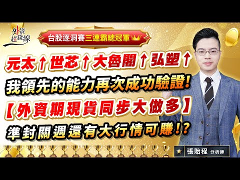 2024.01.26 張貽程分析師 【元太↑世芯↑大魯閣↑弘塑↑ 我領先的能力再次成功驗證! 【外資期現貨同步大做多】 準封關週還有大行情可賺!?】外資超錢線