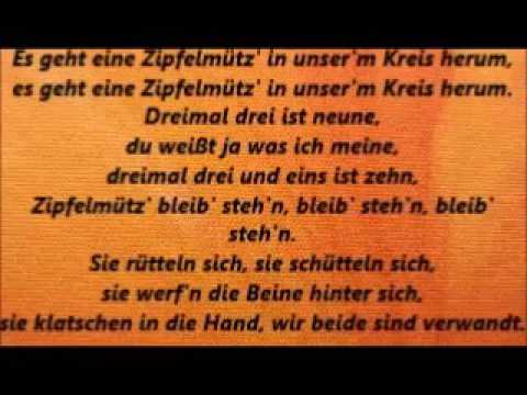 Singe "Es Geht Eine Zipfelmütz'", Mit Text, Mit Gesang
