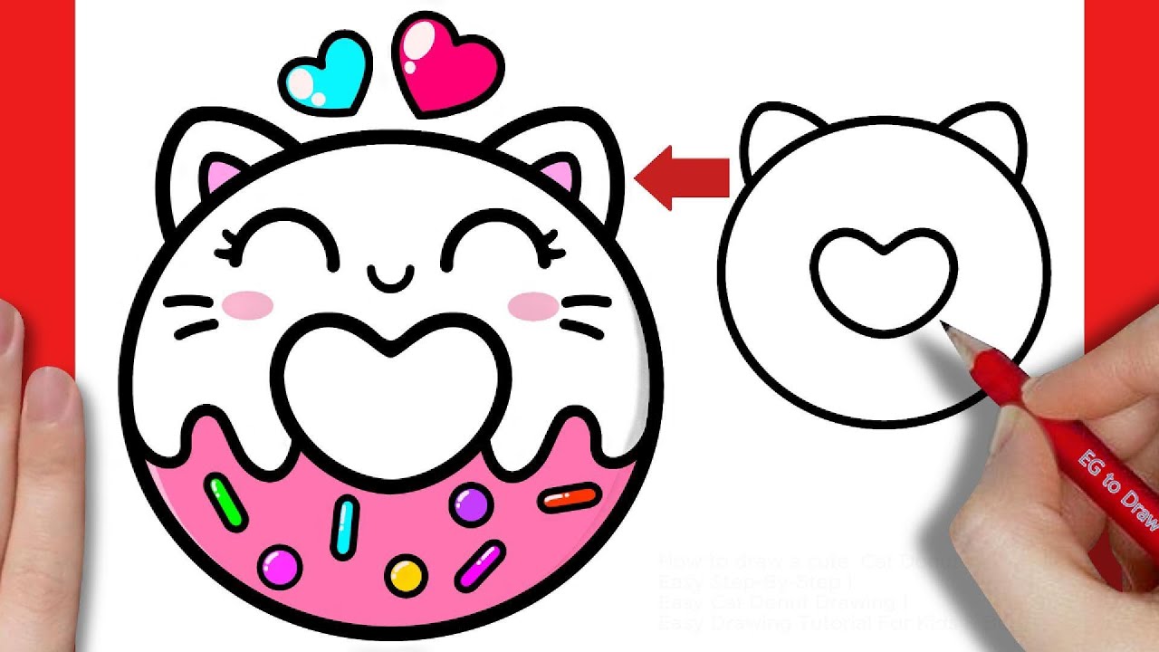 How to draw a Cat Donut Easy Step-By-Step | Easy Drawing Tutorial For Kids & Beginners
