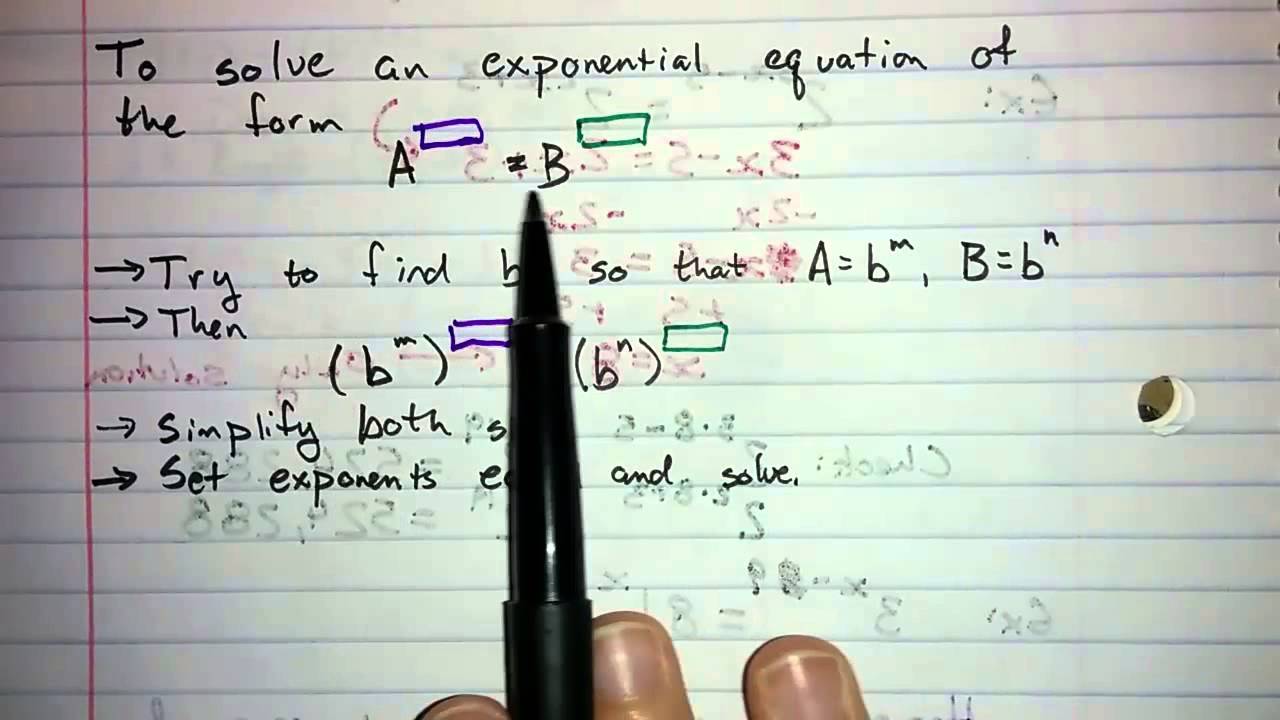6.1.4 - Solving Exponential Equations with Related Bases - YouTube