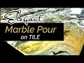 How to Create STUNNING MARBLE Effects on Tile / Simple Flip Cup Marble Pour Painting (243)