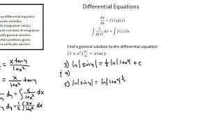 A-level Mathematics 9709: Differential equations using separation of variables