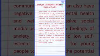 Essay on The Influence of Social Media on Youth