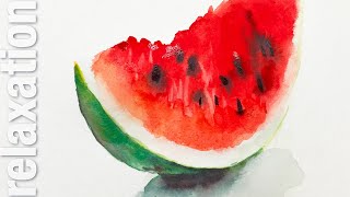 Relaxing Watercolor Painting a Slice of Watermelon YouTube