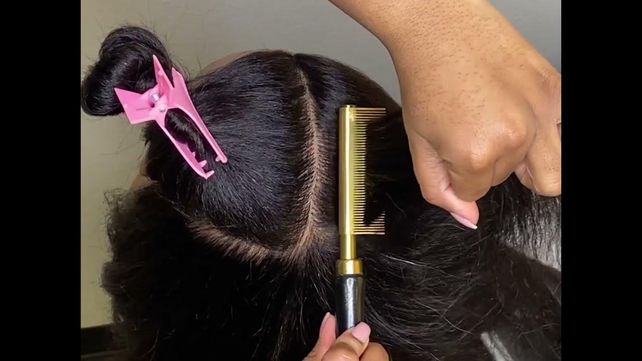 HOW TO USE A PRESSING COMB PART 2 silkpress YouTube