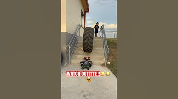 $1200 RC’s vs REAL MONSTER TRUCK TIRE!! WILL THEY SURVIVE?? 🤯🚨#rc  #rccars #rcmonstertruck #shorts