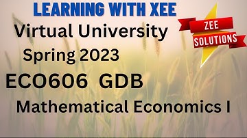 ECO606 GDB Spring 2023 Virtual University of Pakistan